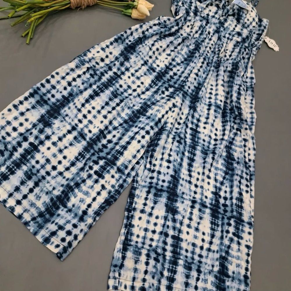 AUW Navy and White Tie-Dye Jumpsuit Ankle length Size M